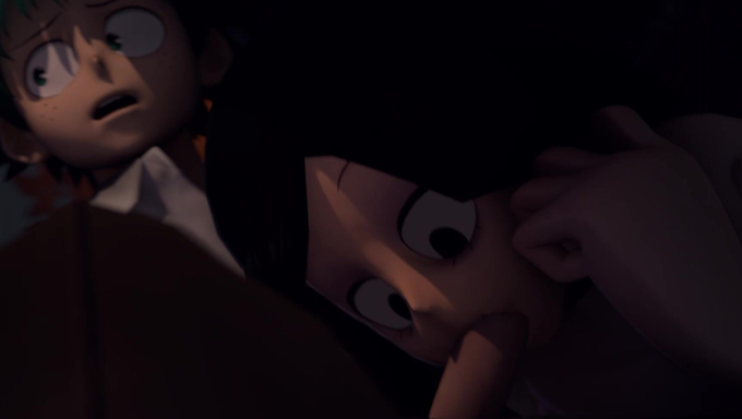 Tsuyu Asui Blows Izuku Midoriya’s Cock In The Park While It’s Raining