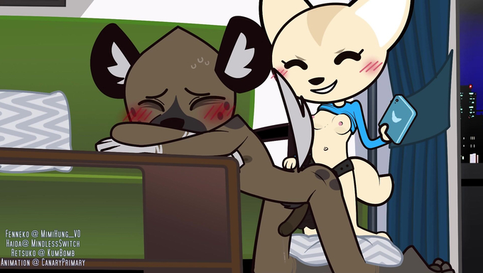 Fenneko Stretches Haida’s Ass Using A Strap On Dildo