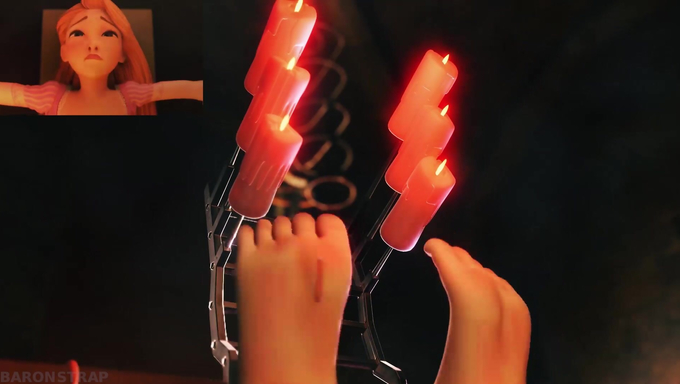 Restrained Rapunzel Gets Her Feet Tortured With Hot Candle Wax
