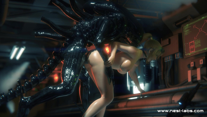 Samus Aran Takes Hard Backshots From Xenomorph's Massive Cock