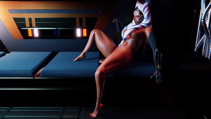 Ahsoka Tano Uses Her Powers To Masturbate With A Lightsaber Dildo