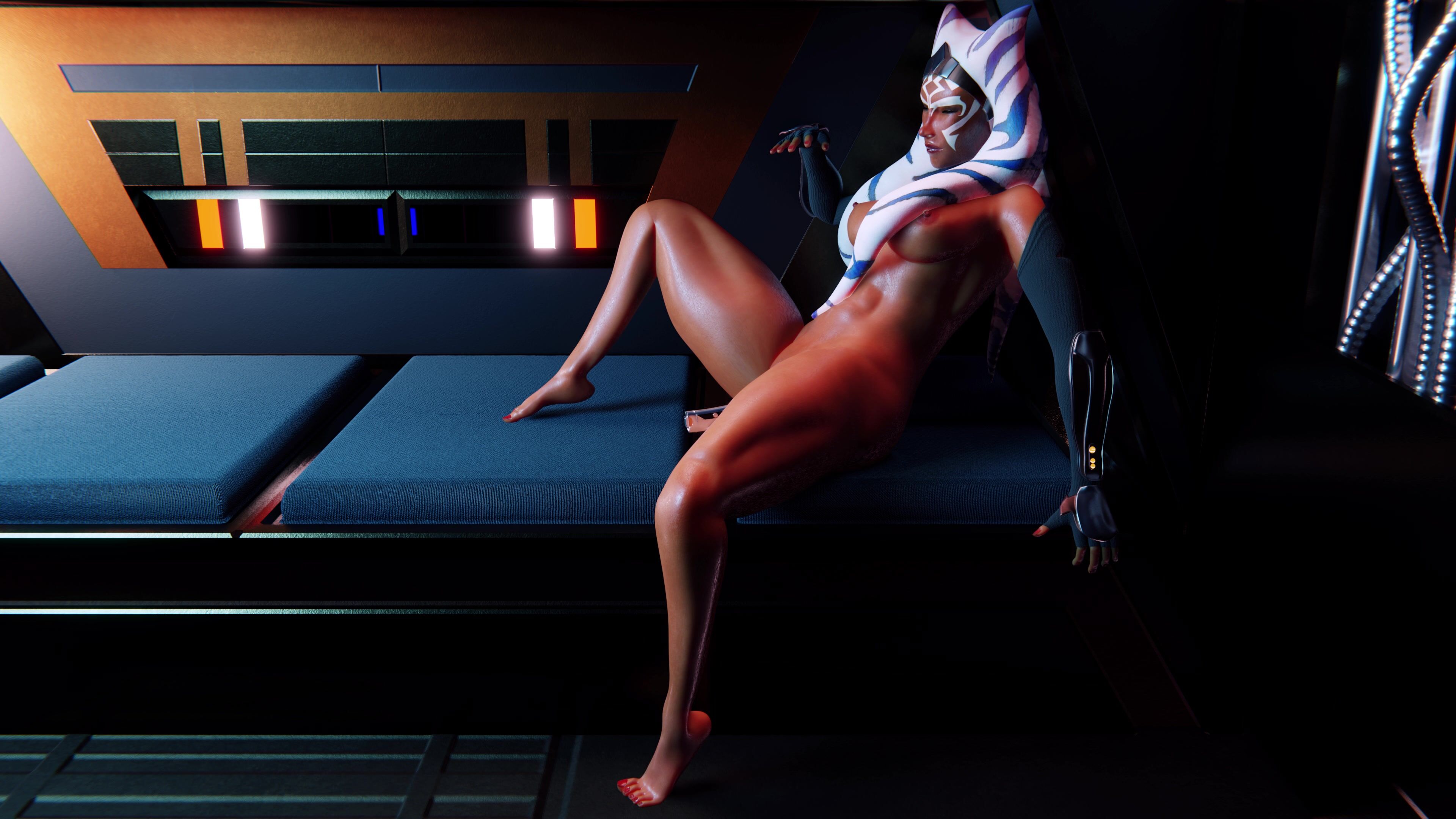 Ahsoka Tano Uses Her Powers To Masturbate With A Lightsaber Dildo
