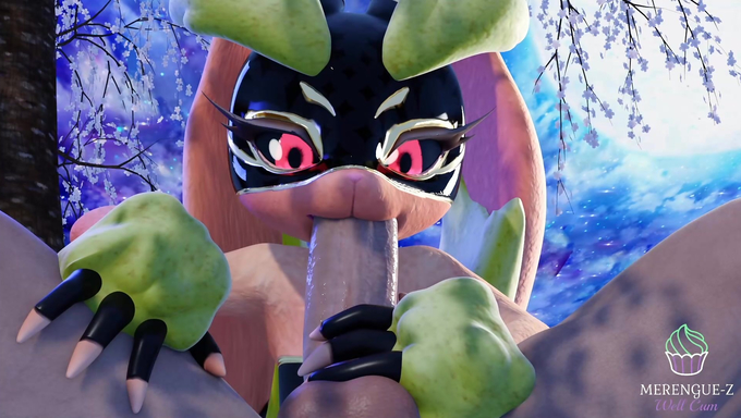Lopunny Deepthroats A Human Cock While Wearing A Wrestling Mask