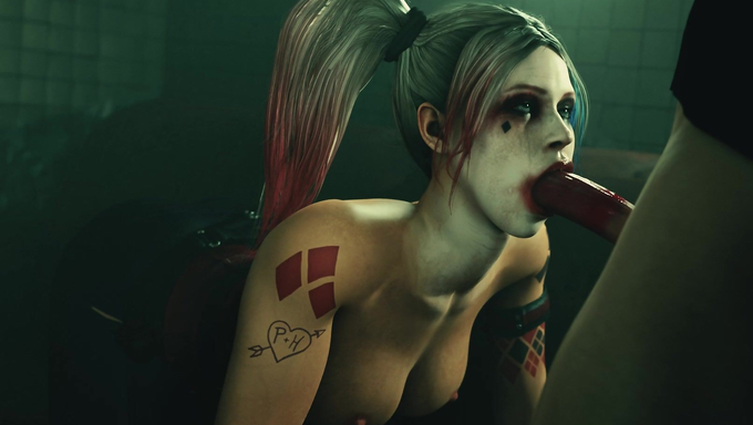 Harley Quinn Uses Her Mouth To Pleasure A Dick In The Restroom