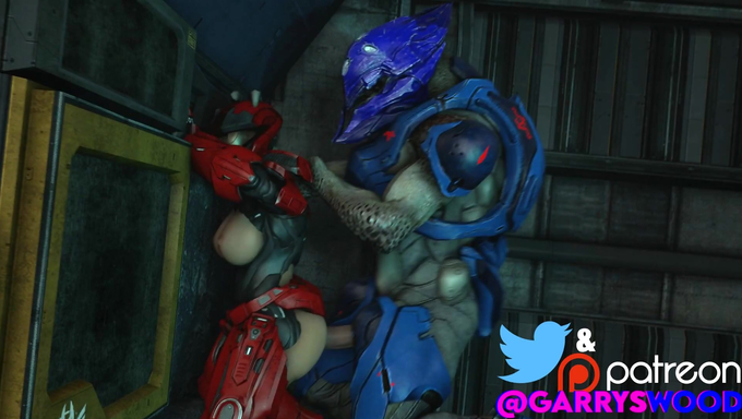 Busty Spartan Gets Rammed Against The Wall By A Sangheili