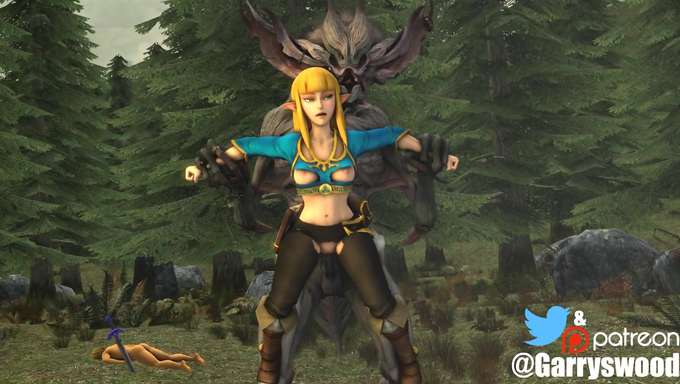 Princess Zelda Gets Overpowered And Plowed By A Monster In The Forest