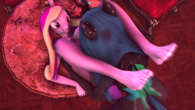 Queen Chrysalis Fills Princess Cadance's Pussy With Cum On The Table