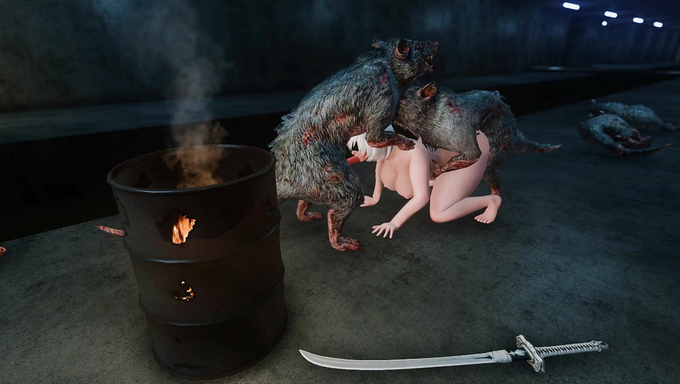 2B Gets Defeated And Spitroasted By Mutated Rats In The Sewer