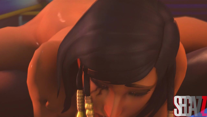 Busty Pharah's Pussy Gets Wiggled By A Huge Cock In The Storage Room