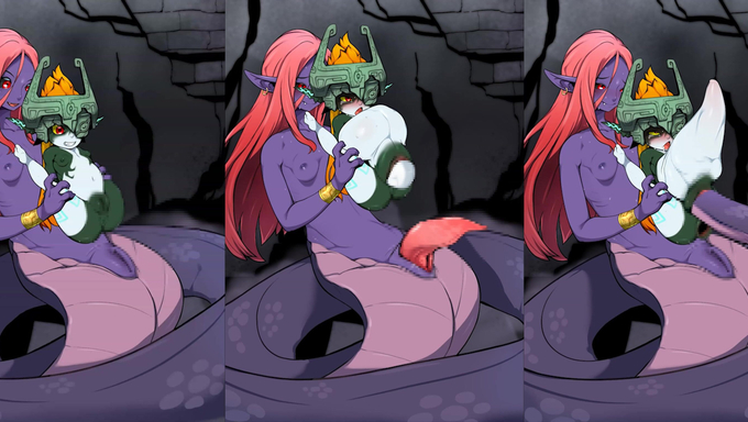 Midna’s Ass And Pussy Get Stretched By A Futanari Lamia