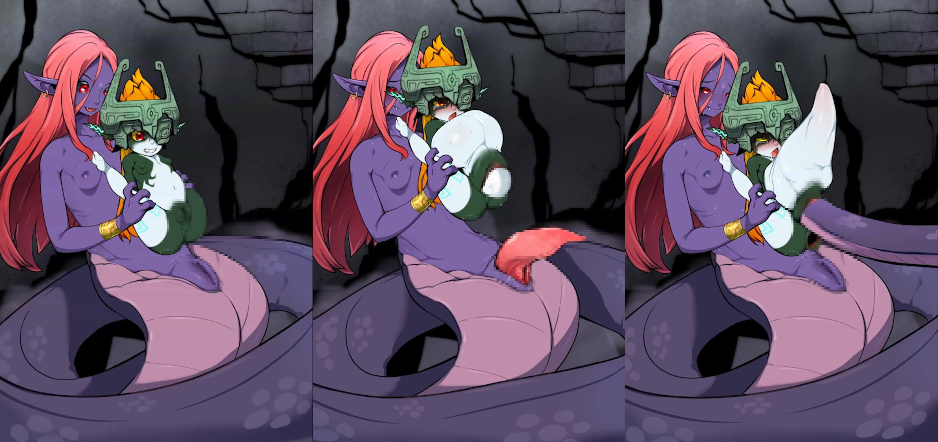 Midna’s Ass And Pussy Get Stretched By A Futanari Lamia