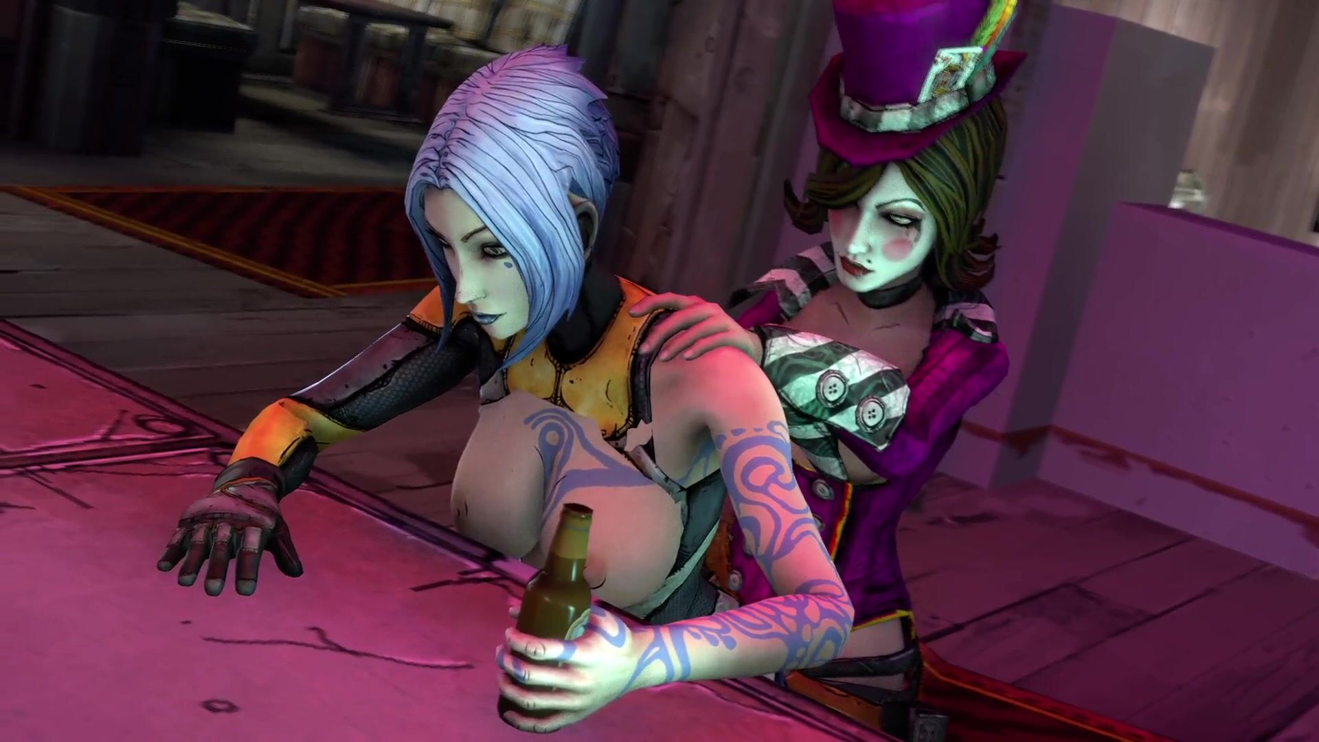 Lilith Jerks Off In The Bar While Watching Moxxi Screw Maya