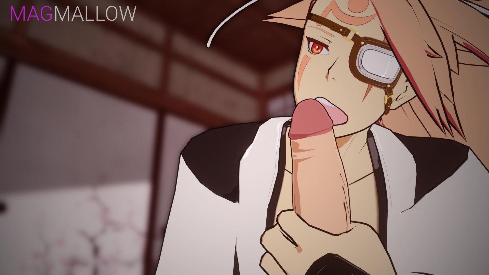 Baiken Blows Her Master’s Dick During Her Training