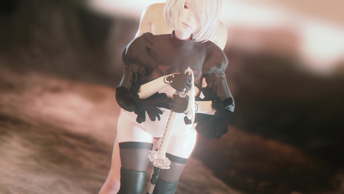 2B Gets Fucked From Behind On A Deserted Land