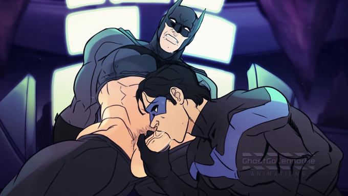 Nightwing Gives Head And Shoots His Load Inside Batman's Ass