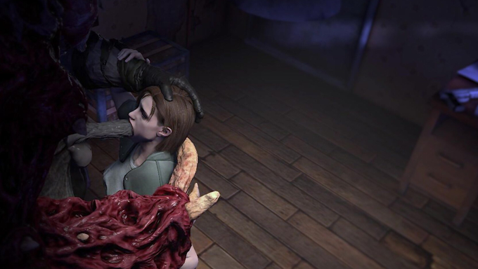 Jill Valentine Gets Caught And Fucked By A Monstrous Cock Inside The Warehouse