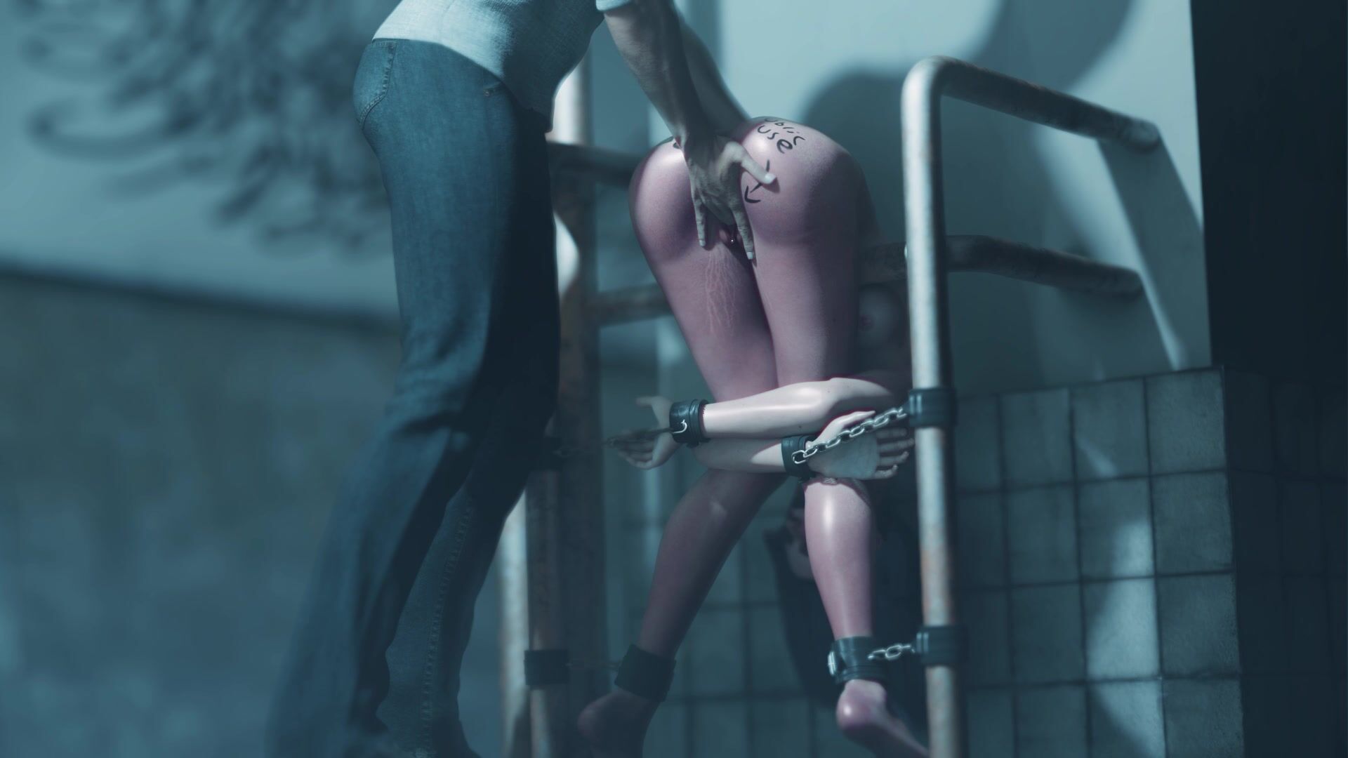Restrained Ada Wong Gets Her Pussy Fingered And Banged In The Restroom