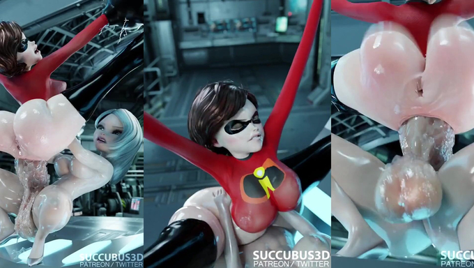 Restrained Helen Parr Gets Brutally Pounded By Mirage’s Thick Futa Cock