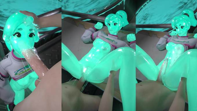 Horny Slime Girl Gets Her Pussy Filled By A Thick Human Cock