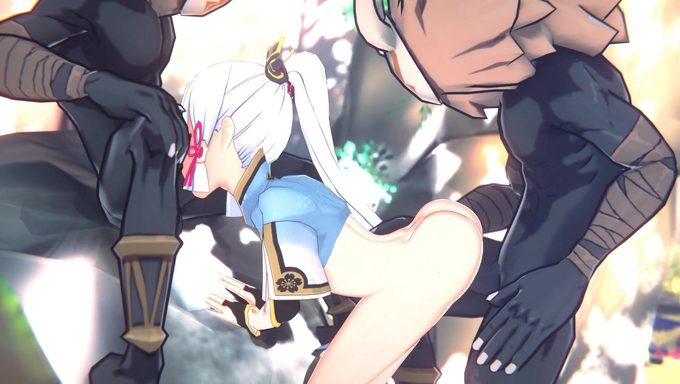 Ayaka Kamisato Encounters Two Hilichurls In The Forest And Gets Spitroasted