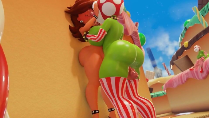 Futa Princess Daisy's Huge Cock Fucks A Piranha Plant Outdoors