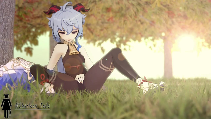 Ganyu Takes A Break And Plays With Her Pussy In The Forest