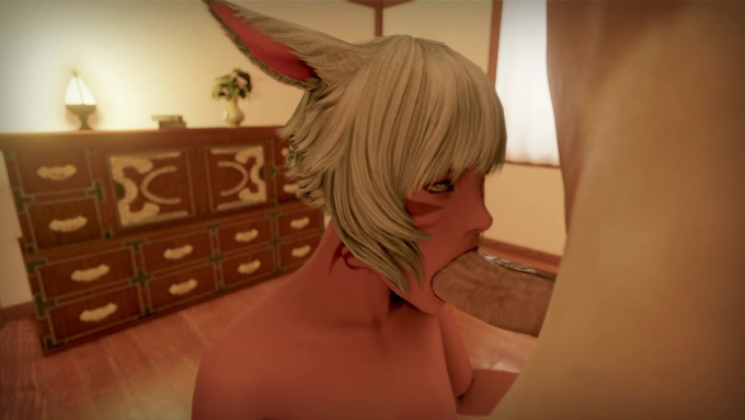 Y'shtola Rhul Enjoys Getting On Her Knees And Slurping Her Man's Dick