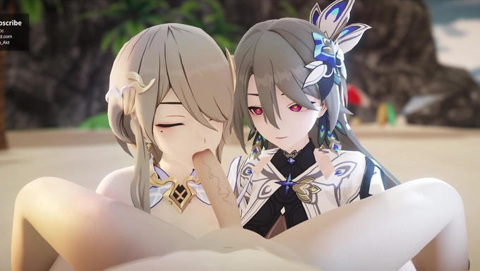 Rita Rossweisse And Vita Take Turns Blowing A Dick On The Beach